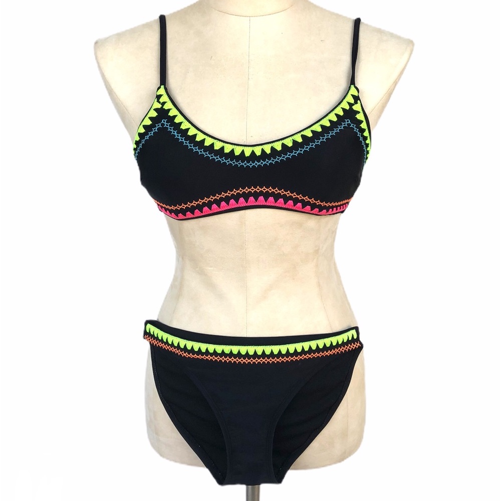 2 Piece neon stitch bikini